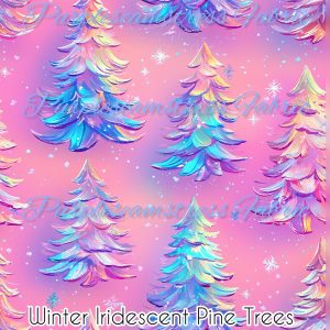 Winter Iridescent Pine Trees - Fabric