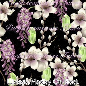 Wisteria Medley on Black - Fabric