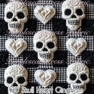 3D Skull Heart Gingham