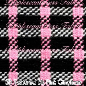 3D Textured Blk Pink Gingham - Fabric