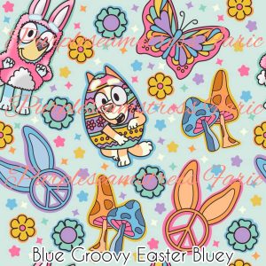 Blue Groovy Easter Bluey - Fabric