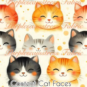Content Cat Faces - Fabric