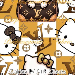 Golden LV Kitty Checks - Fabric
