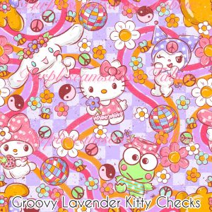 Groovy Lavender Kitty Checks - Fabric