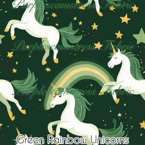 Green Rainbow Unicorns - Fabric