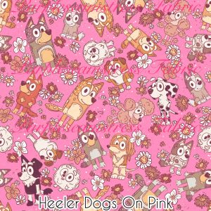 Heeler Dogs on Pink - Fabric