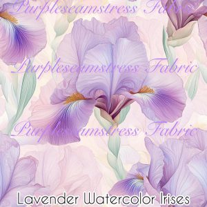 Lavender Watercolor Irises - Fabric