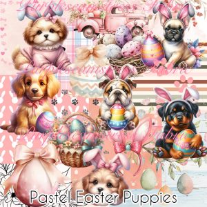Pastel Easter Puppies - Fabric