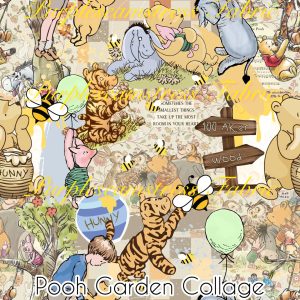 Pooh Garden Collage - Fabric
