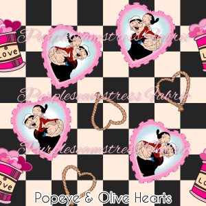 Popeye Olive Hearts - Fabric