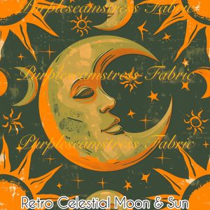 Retro Celestial Moon & Stars - Fabric