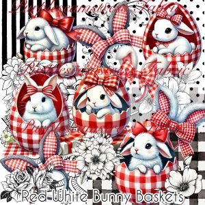 Red White Bunny Baskets