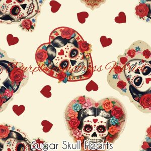 Sugar Skull Hearts - Fabric