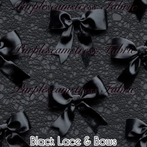Black Lace & Bows - Fabric