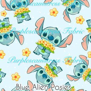 Blue Alien Posies - Fabric