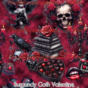 Burgundy Goth Valentine - Fabric