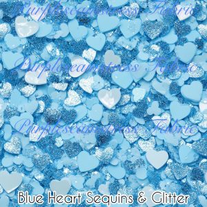 Blue Hearts Sequins & Glitter - Fabric