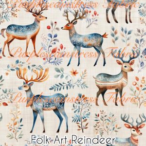 Folk Art Reindeer - Fabric