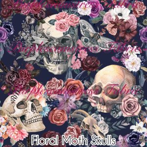 Floral Moth Skulls - Fabric
