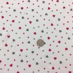 Pink & Grey Hearts on White Cotton Jersey