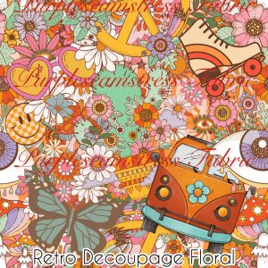 Retro Decoupage Floral - Fabric