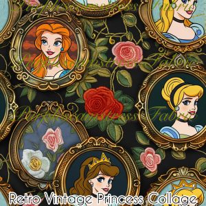 Retro Vintage Princess Collage - Fabric