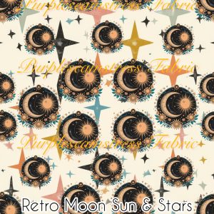 Retro Moon Sun & Stars - Fabric