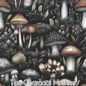 Tan Charcoal Mushies - Fabric