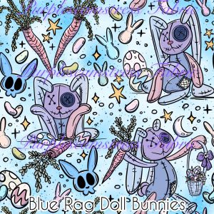 Blue Rag Doll Bunnies - Fabric