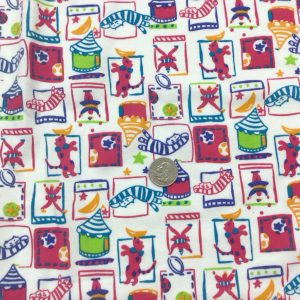 Colorful Circus on White Cotton Jersey