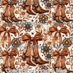 Cowgirl Boots Floral & Bows - Fabric