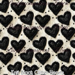 Knit Black Glitter Hearts