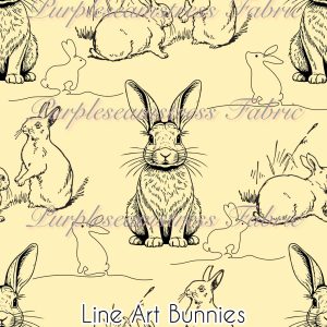 Line Art Bunnies - Fabric