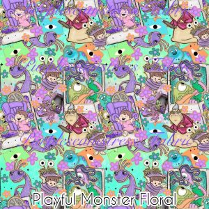 Playful Monster Floral - Fabric