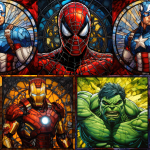 Stained Glass Superheroes - Fabric