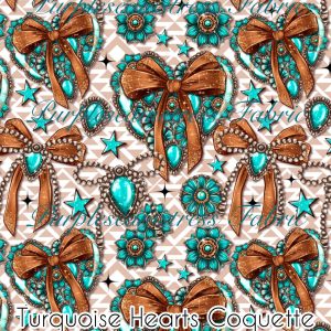 Turquoise Hearts Coquette - Fabric