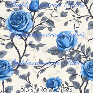 Bluish Rose Vines - Fabric