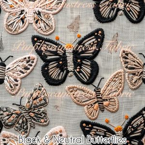Black & Neutral Butterflies - Fabric