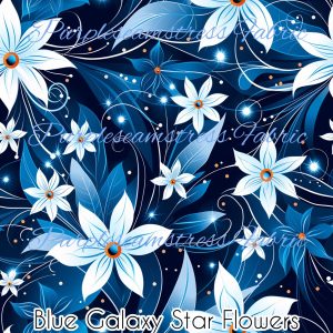 Blue Galaxy Star Flowers - Fabric