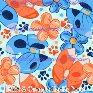Blue & Orange Heeler Bows - Fabric