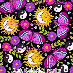 Dark Celestial Moths - Fabric