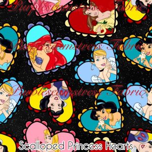 Scalloped Princess Hearts - Fabric
