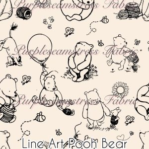 Line Art Pooh Bear - Fabric