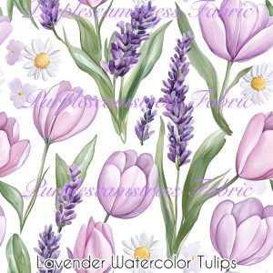 Lavender Watercolor Tulips - Fabric