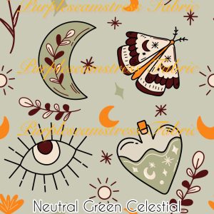 Neutral Green Celestial - Fabric