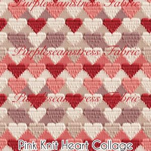 Pink Knit Heart Collage - Fabric