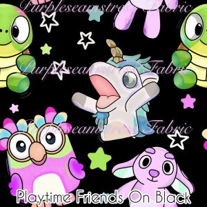 Playtime Friends on Black - Fabric