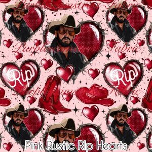 Pink Rustic Rip Hearts - Fabric