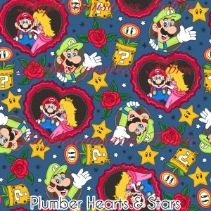 Plumber Hearts & Stars - Fabric
