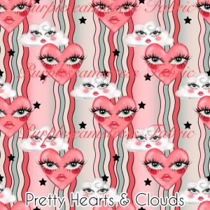 Pretty Hearts & Clouds - Fabric